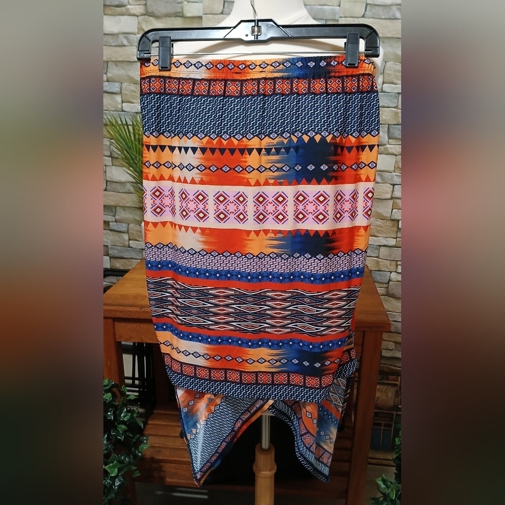 Venus Colorful Geometric Patterned Skirt - Picture 2 of 4